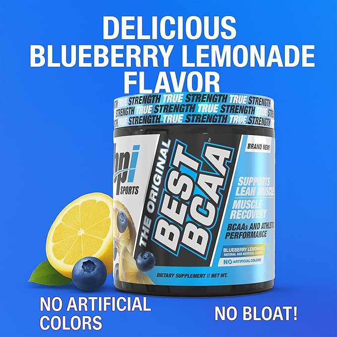 BPI Sports Best BCAA Powder - Muscle Recovery Support - Branched Chain Amino Acids | Building Blocks of Protein and Muscle - Post Workout Recovery – Hydration - Blueberry Lemonade, 30 Servings