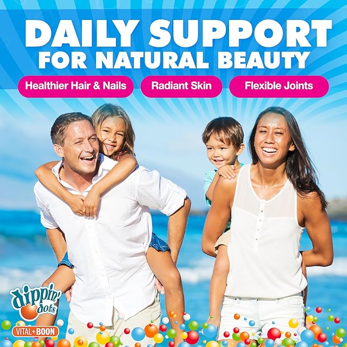 Dippin' Dots - Biotin Collagen Gummies for Women and Men - Hair, Skin & Nails Support - 10,000 mcg Biotin - Vegetarian, Non-GMO, Gluten-Free (60 Count)