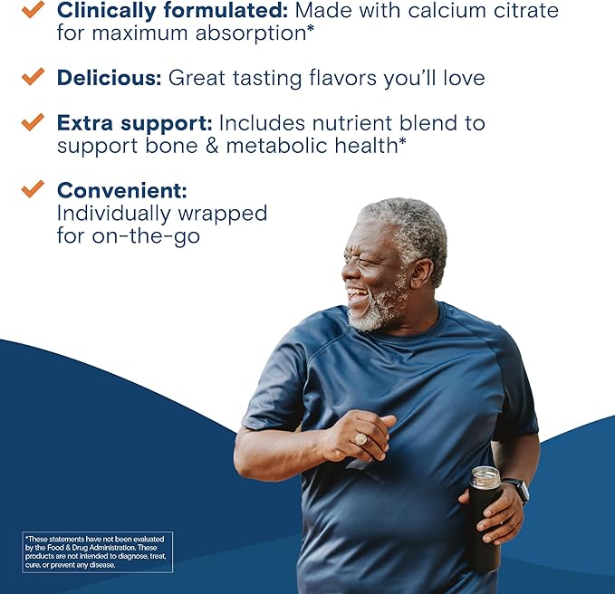 Bariatric Fusion Bariatric Calcium Supplement Chews | Calcium Citrate with Vitamin D3 Bariatric Vitamin | Sugar Free Chewable | 500mg | Lemon | 60 Count