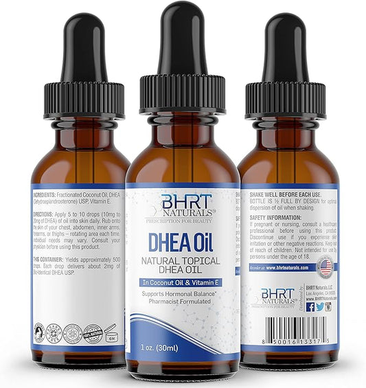 DHEA Supplement Natural Topical Oil - High Concentration DHEA for Women and Men - Premium Formula Hormone Balance for Women - Supports Hormonal Balance, 1 Fl Oz (Pack of 1)