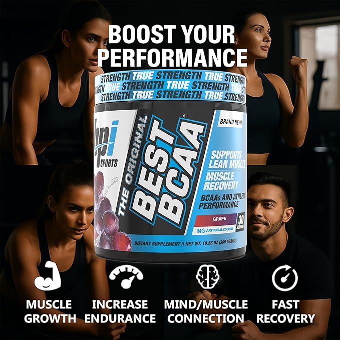 BPI Sports Best BCAA Powder - Muscle Recovery Support - Branched Chain Amino Acids | Building Blocks of Protein and Muscle - Post Workout Recovery – Hydration - Grape, 30 Servings
