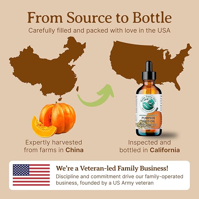 Bella Terra Oils - Organic Pumpkin Seed Oil 8 oz - Dive into Organic Pumpkin's Nutritional Symphony, Featuring Vitamin K, Selenium, & Essential Fatty Acids, True Skin Luxe