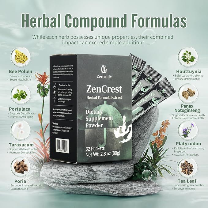 ZenCrest, Natural Herb Prostate Supplement, Traditional Chinese Herbal Formula, Promote Healthy Prostate, Promote Urogenital Function, No Side Effects, (32 Packets - 1 Box)