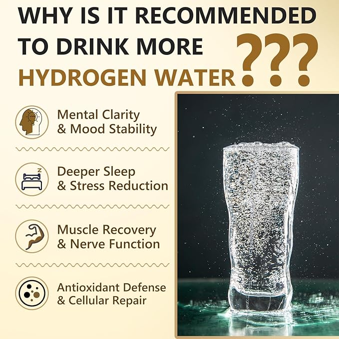 Hydrogen Tablets for Drinking Water, H2 Tabs, Brain Health & Cognitive Support, Colorless, Odorless, Slightly Sweet Taste, Dissolves Within 3 Minutes 90 Count (1)
