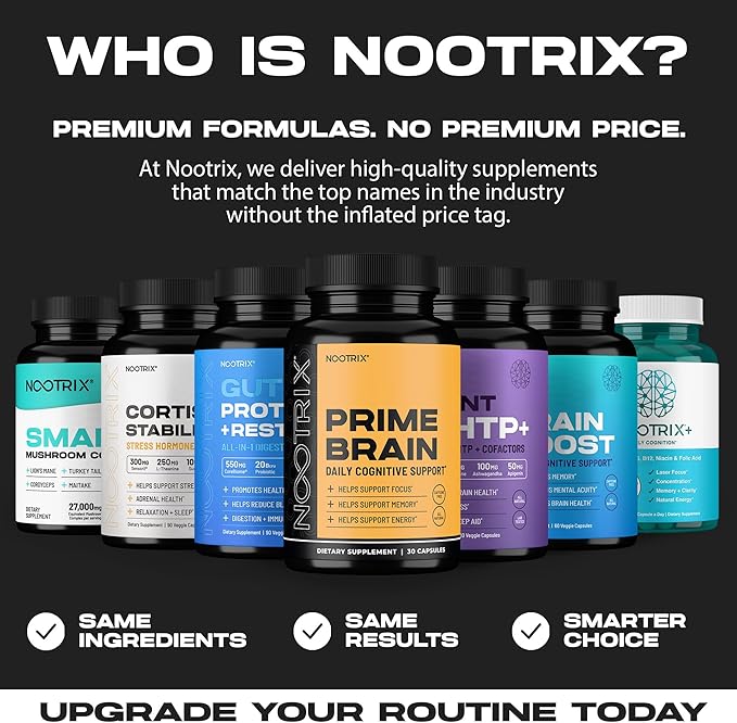 Brain Boost Nootropic Supplement | Supports Memory, Mental Focus, Cognitive Health & Energy | Caffeine-Free, Promotes Healthy Mood & Brain Function w/Gingko Biloba & DMAE | 240 Capsules