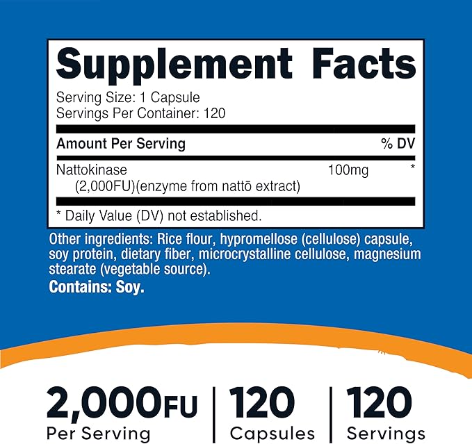 Nutricost Nattokinase 2,000FU, 120 Capsules - Gluten Free, Non-GMO, Vegetarian Friendly