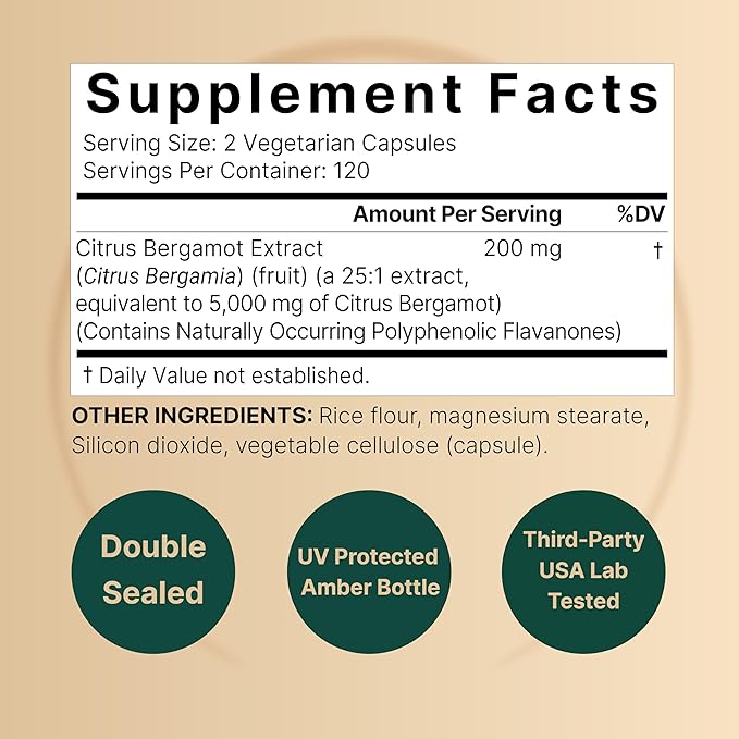 NatureBell Citrus Bergamot 5,000 mg Equivalent, 240 Veggie Capsules | Extra Strength 25:1 Fruit Extract – High Antioxidant Level – Heart & Immune Support Supplement – Vegan, Non-GMO