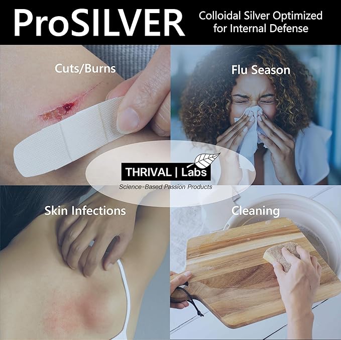 ProSILVER Black Label Pro-Strength Colloidal Silver for Immune Support, 30 PPM Maximum Strength for Professional Use, Dark Glass Bottle - Thrival Labs (64oz)