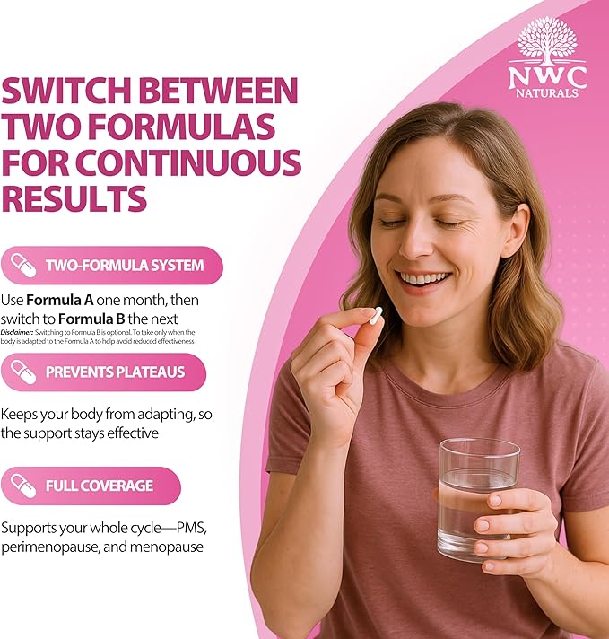 NWC Naturals Ultra-Hormone Support Formula A – Hormone Harmony for Women & Foundational Hormone Balance for Women, 180 Capsules – Cycle & Menopause Support with Organic B-Vitamins & Herbal Extracts