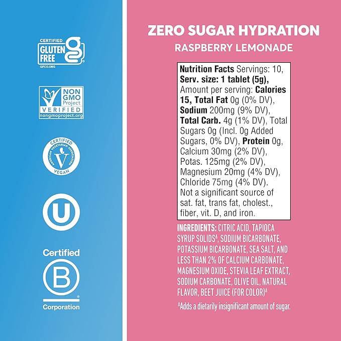 Nuun, Electrolyte Zero Sugar Rasplemonade Tube, 10 Count