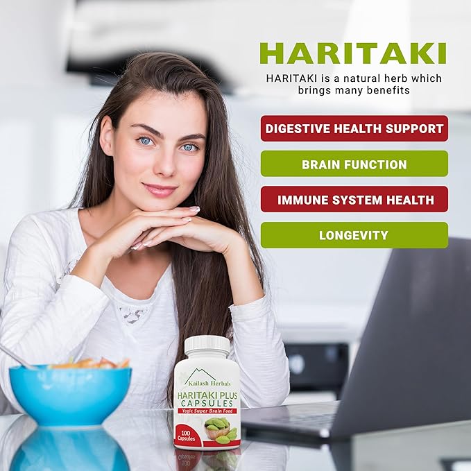 Organic Haritaki Capsules - Improves Digestion - Detoxification & Rejuvenation – Maintains Regularity - Brain Function- 100 Capsules Terminalia chebula | Vegan, Non-GMO