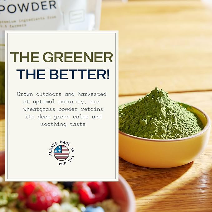 Organic Wheatgrass Powder - 100% Whole-Leaf Powder for Energy, Detox & Immunity Support - Rich in Immune Vitamins, Fibers, and Minerals - Vegan-Friendly, Raw & Gluten-Free (8 Ounce)