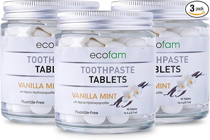 Toothpaste Tablets – Vanilla Mint | Nano Hydroxyapatite Toothpaste Tablets Chewable | Fluoride Free l 90 Tabs