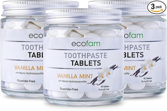 Toothpaste Tablets – Vanilla Mint | Nano Hydroxyapatite Toothpaste Tablets Chewable | Fluoride Free l 90 Tabs