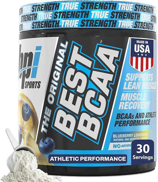 BPI Sports Best BCAA Powder - Muscle Recovery Support - Branched Chain Amino Acids | Building Blocks of Protein and Muscle - Post Workout Recovery – Hydration - Blueberry Lemonade, 30 Servings