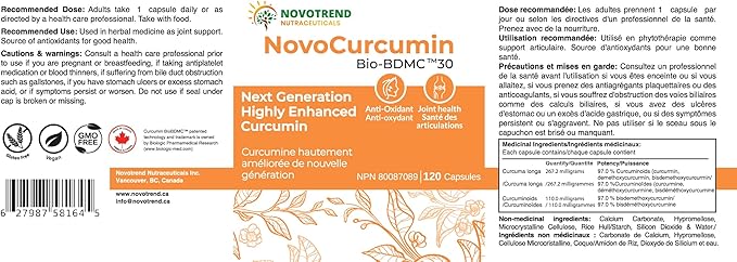 NovoCurcumin-Next Generation Highly Enhanced Curcumin- 120 Capsules