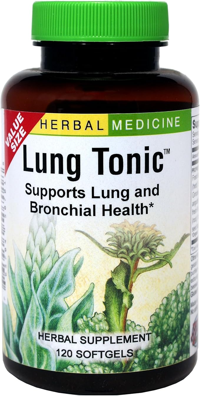 Herbs Etc. Lung Tonic - Lung Supplement for Bronchial Support - Healthy Breathing Support with Mullein, Horehound & Grindelia - 120 Softgels