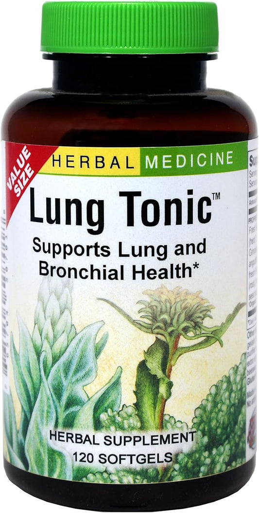 Herbs Etc. Lung Tonic - Lung Supplement for Bronchial Support - Healthy Breathing Support with Mullein, Horehound & Grindelia - 120 Softgels