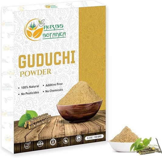Guduchi Powder USDA Organic Neem Giloy Powder | Tinospora cordifolia | Herbsl Supplement for Immune Support, Digestion 5.3 Oz / 150 GMS