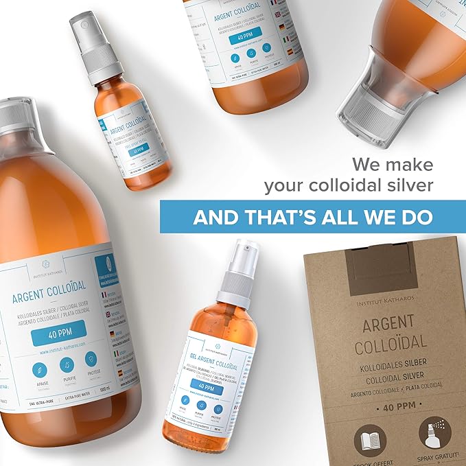 Premium Colloidal Silver ● Optimal Concentration Formula, Smaller Particles, Better Results ● Laboratory Certified ● Liquid Silver Made in EU ● Free Spray Bottle to Fill & Ebook (34 fl oz)