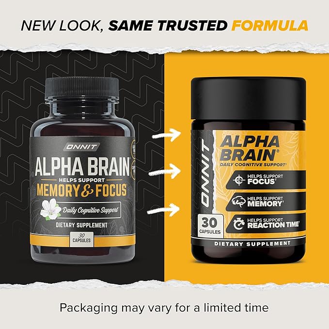 ONNIT Alpha Brain Premium Nootropic Brain Supplement for Men & Women - Caffeine-Free Focus Capsules for Concentration, Mental Clarity & Memory Support - Cat's Claw, Bacopa, Oat Straw (30ct 2-Pack)