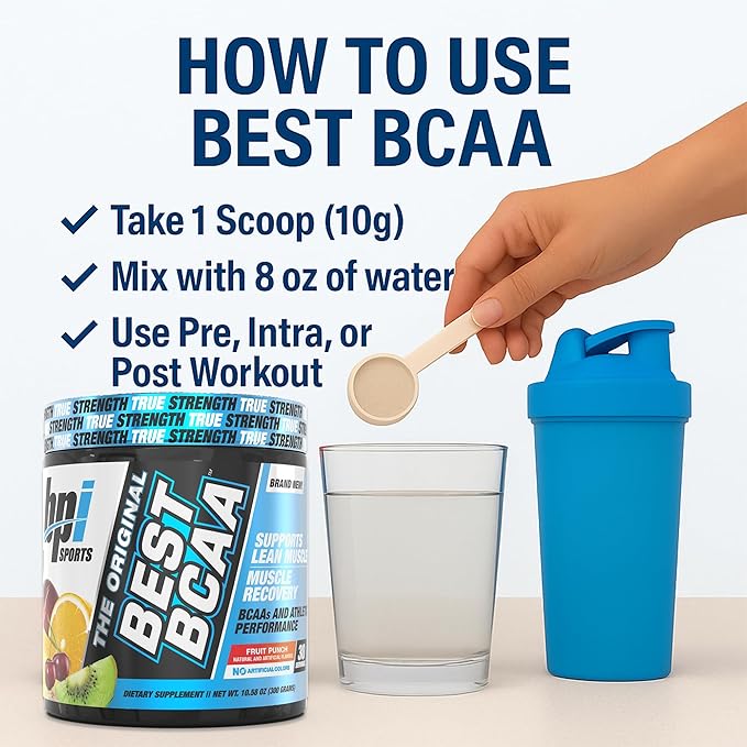 BPI Sports Best BCAA - BCAA Powder - Branched Chain Amino Acids - Muscle Recovery - Muscle Protein Synthesis - Lean Muscle - Improved Performance – Hydration – Fruit Punch - 60 Servings - 1.32 Pound