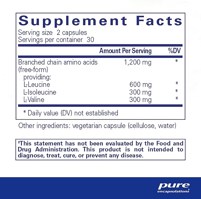 Pure Encapsulations BCAA Capsules | Hypoallergenic Supplement to Support Muscle Function During Exercise* | 60 Capsules