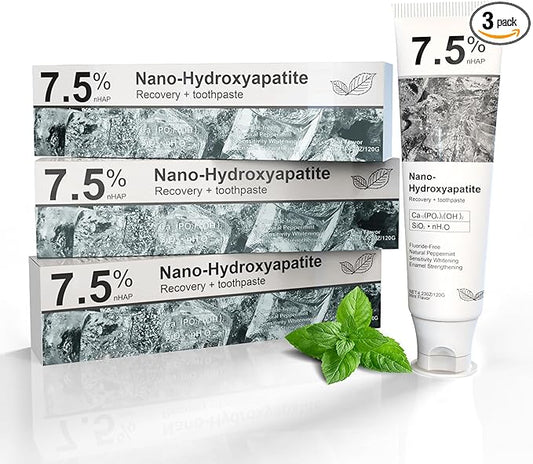 Hydroxyapatite Toothpaste for Advanced Enamel Protection, Fluoride-Free Nano Hydroxyapatite Toothpaste, Gentle and Effective Formula, Fresh Breath, Suitable for Sensitive Teeth 3 Pack