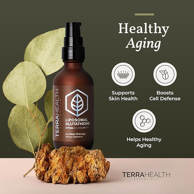 Terra Health Essentials - Liposomal Glutathione - Supports Immunity, Skin, Hair, and Healthy Aging - Maximum Absorption Glutathione Supplements - 30 Day Supply