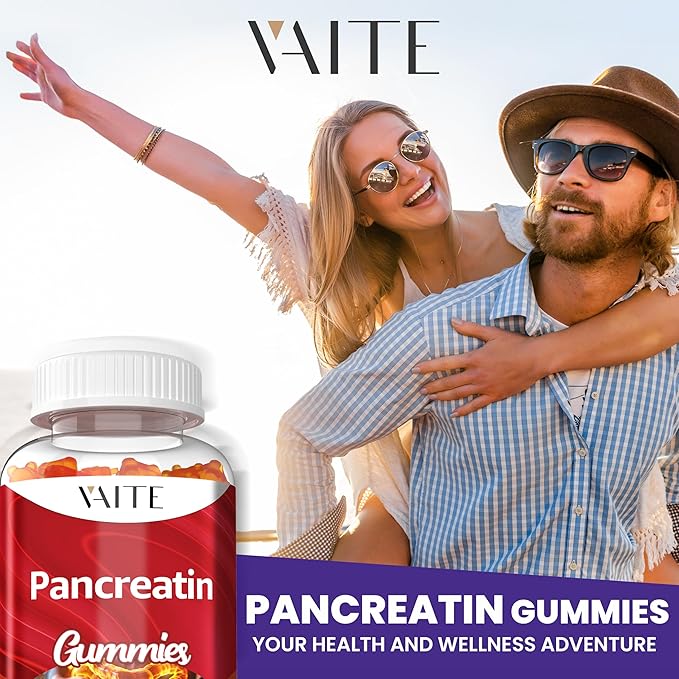 Pancreatin Enzyme Gummies 1000mg – Enzyme Blend for Protein & Carbohydrate Digestion – Digestive Support for Adults with Protease, Amylase & Lipase – Gentle Formula – Non-GMO, Gluten-Free – 60 Gummies