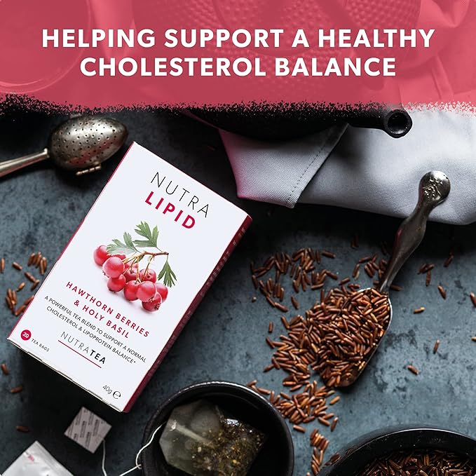 NUTRALIPID - Lipid Management Tea | Cholesterol Tea - Support Cholesterol Levels and Heart Health – Includes Red Yeast Rice, Hawthorn Berry & Garlic - 20 Enveloped Tea Bags - by Nutra Tea - Herbal Tea