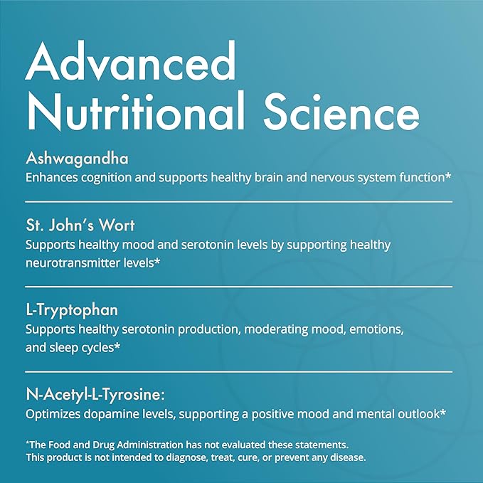 Natura Health Products Up-Lift Supplement - Encourages Positive Mood and Mental Outlook- Featuring Ashwagandha, St. John's Wart, Vitamins B6 & B12, L-tryptophan, Folate, L-tyrosine (90 Capsules)