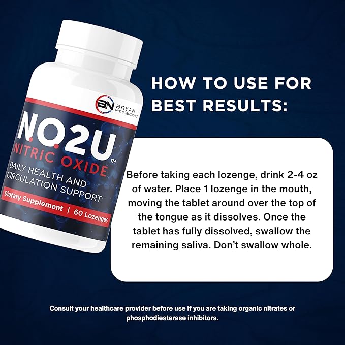 Bryan NITRICEUTICALS - Natural Nitric Oxide Supplements for Men & Women - Promotes Blood Circulation, Oxygen & Nutrient Delivery, Daily Wellness Support - No Gluten or Dairy - 60 Vegan Lozenges