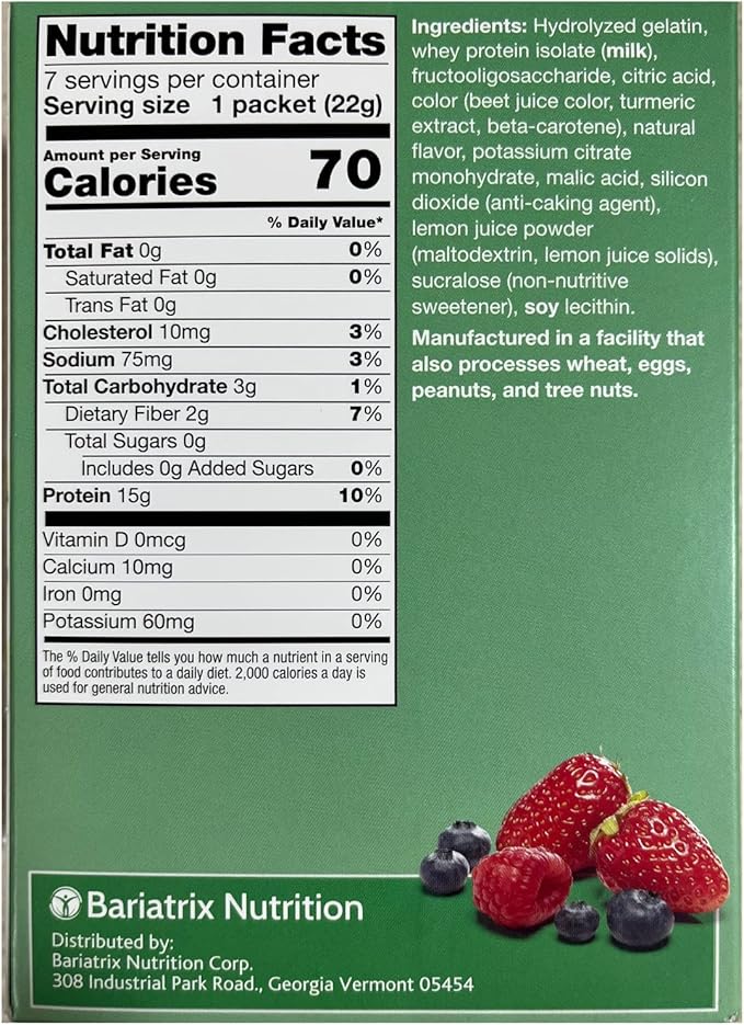 High Protein Fruit Flavored Powder Drink Mix, 15g Protein, Low Calorie, Sugar Free, Ideal Protein Compatible, 7 Servings Per Box (Berry Blast)