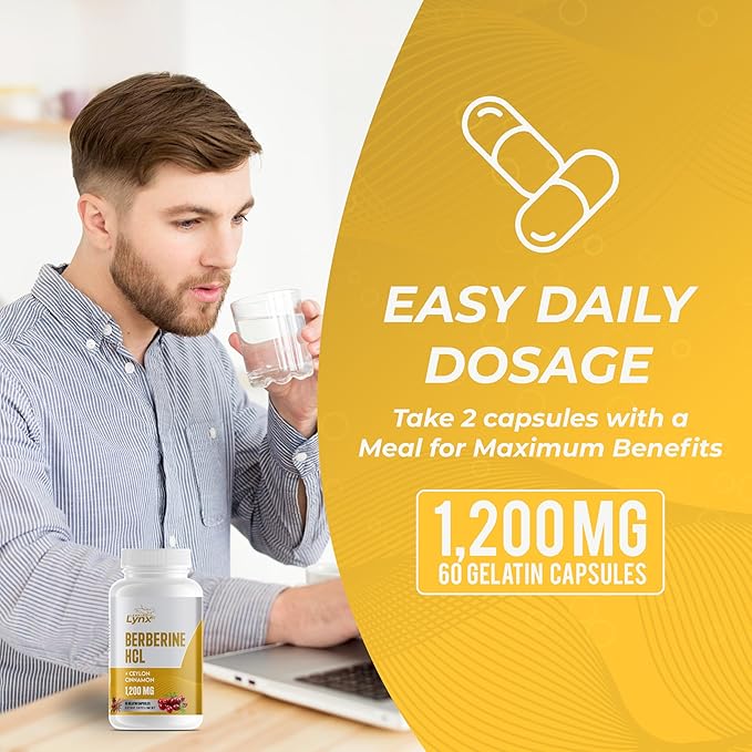 Organic Berberine with Ceylon Cinnamon 1200mg - Premium Berberine Supplement High Purity Extract USDA Organic, Support Immune System, Berberine Plus Complex, Non-GMO Vegan for Men Women 60 Capsules