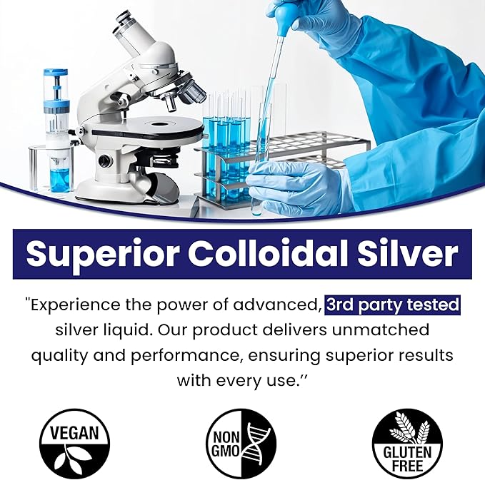 Optivida Health Nano Colloidal Silver Liquid (32 oz) – Immune Support Supplement with Silver Hydrosol, Liquid for Immune System Support, Colloidal Silver for Adults & Kids, Non-GMO, Gluten-Free