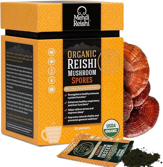 Organic Reishi Mushroom Spores 30 Servings - 100% Pure, Premium and Organic Spores-Ganoderma Lucidum, Lingzhi - High Potency Triterpenes (30 Grams)