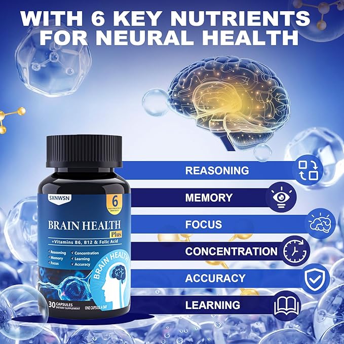 Phosphatidylserine Complex with B6, B12 & Folate - Cognitive Function Support for Mental Clarity & Stress Support, 120 Vegetarian Capsules [Contains Soy]