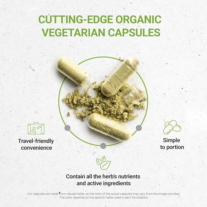Yarrow 60 Capsules, Made with Vegetable Capsules and USDA Organic Achillea millefolium Soothes The Body/Stress Relief (60 Capsules)