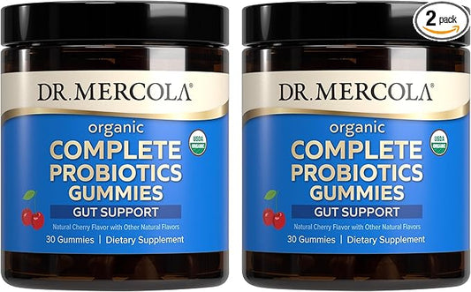 Dr. Mercola Complete Probiotics Gummies, 30 Servings (30 Gummies), 5 Billion CFU per Gummy, Dietary Supplement, Digestive Support, Non-GMO, Certified USDA Organic - 2 Pack