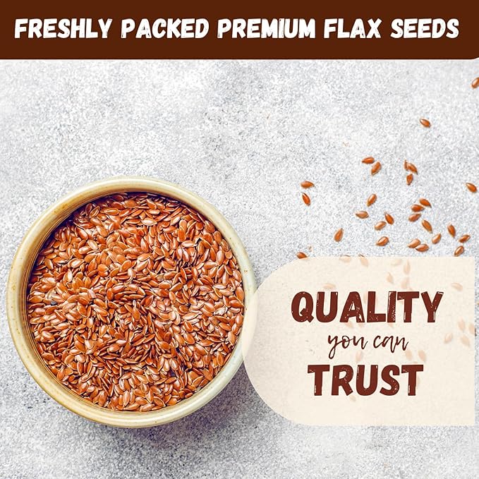 Sown and Grown Premium Brown Whole Raw Flax Seeds - 2lb, 32oz | Rich in Fiber, Omega-3 Fatty Acids | Great for Baking, Salads, Smoothies & Protein Balls | Premium Flaxseeds