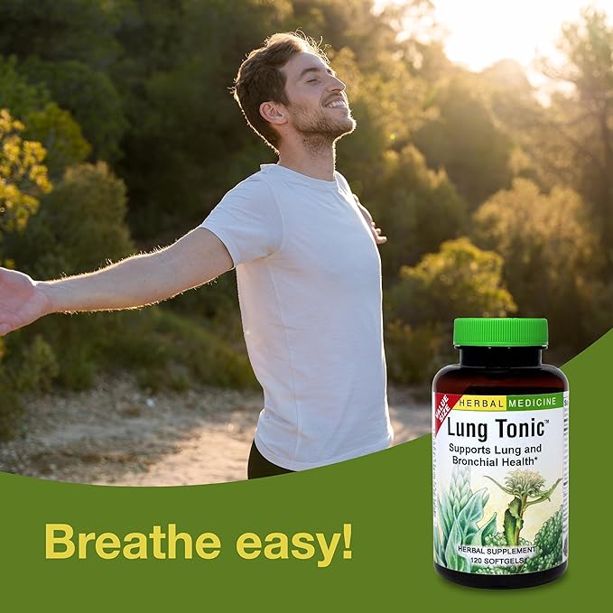 Herbs Etc. Lung Tonic - Lung Supplement for Bronchial Support - Healthy Breathing Support with Mullein, Horehound & Grindelia - 120 Softgels
