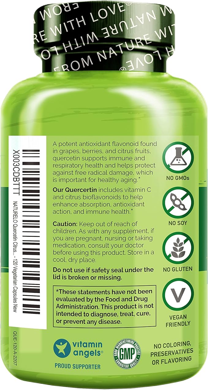 NATURELO Quercetin Citrus Bioflavonoid Complex with Enhanced Absorption - 120 Vegetarian Capsules