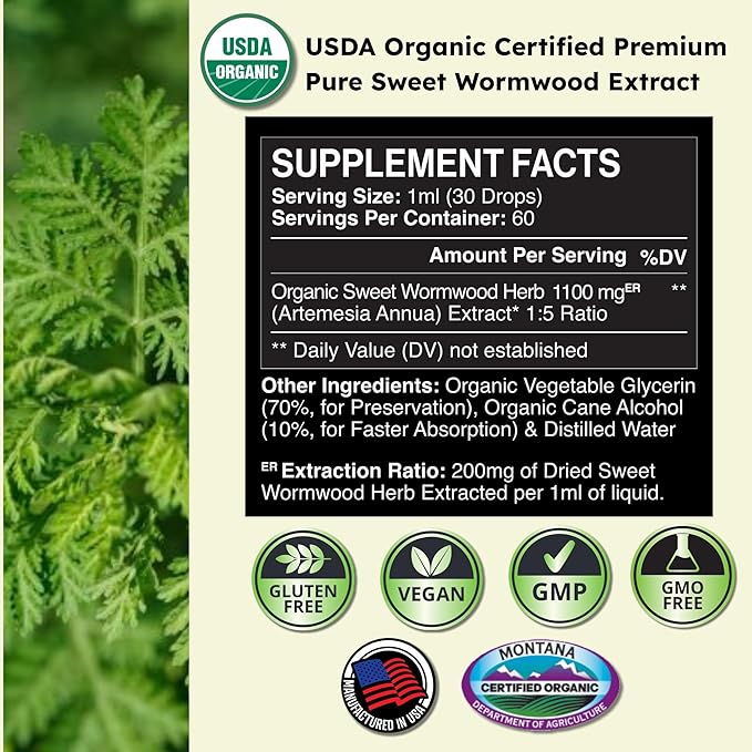 Zenmen Organic Black Walnut Wormwood Tincture – Rapid Gut Cleanse & Digestive Health, Vegan, Manufactured in The USA