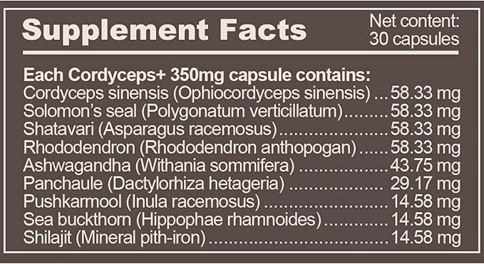 Hanah Organic Pure Cordyceps, Hand Harvested in Bhutan, 30 ct Capsules