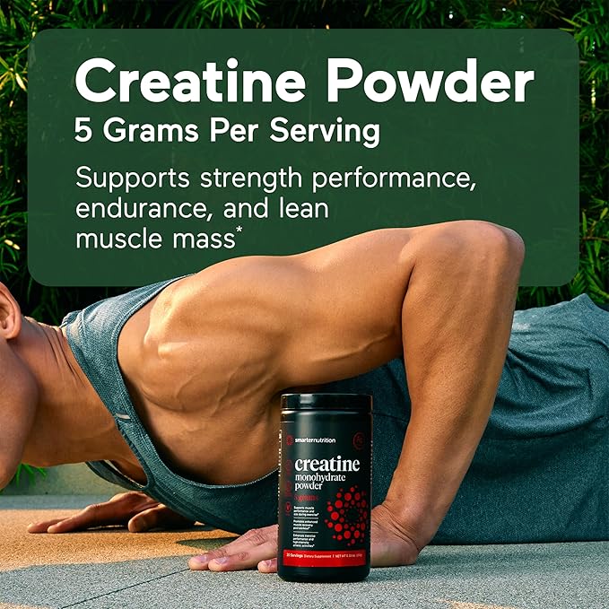 SMARTERNUTRITION Creatine Monohydrate Powder, 5000mg (5g) Per Serving - Creatine Powder for Women & Men, Unflavored, Pre-Workout & Post Workout Support for Muscle Mass & Hydration [100 Servings]