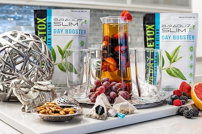 BARAGUZ SLIMT Day Booster: All-Natural SlimmingTea, No Laxative Added, Helps in Bloating & amp; Natural Weight Balance, Supports Immune System, Vegan, 28 Serving