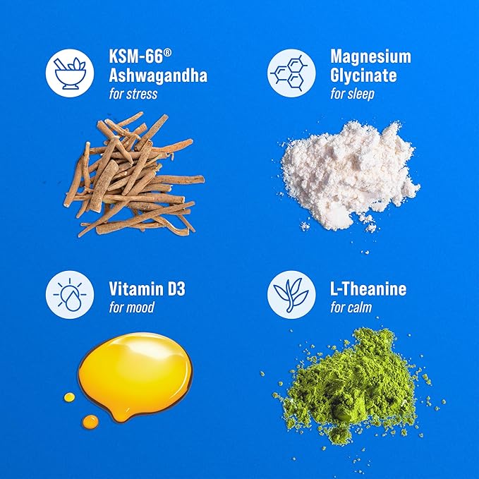 Supercalm Powdered Drink Mix, Blue Coconut, L Theanine, Ksm-66 Ashwagandha, Magnesium Glycinate, Vitamin D 3, Supplements for Relaxation & Focus, No Sugar, Non GMO, On The Go, 30 Srvgs