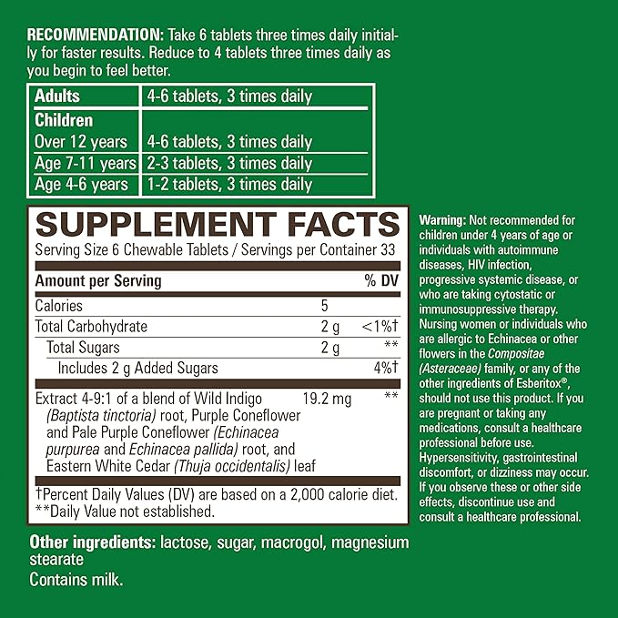 ESBERITOX Supercharged Echinacea – Immune Support – Herbal Supplements - Wild Indigo Root - Purple Coneflower – Made in Germany – 200 Tablets
