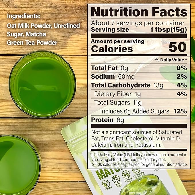 YAMASAN KYOTO UJI Japanese Oat Milk Matcha Latte, Uji Matcha Ceremonial Grade with Oat Milk Instant Latte Mix, Dairy-Free, 100% Plant Based, Vegan, Gluten-Free, No Refined Sugar, Made in Japan 3.5OZ(100g)